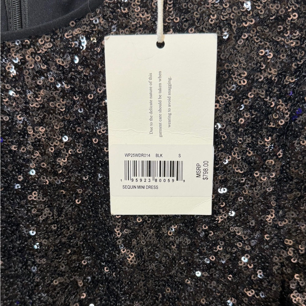 NWT Frame Sequin Mini Embellished Fitted Dress Black Long Sleeve Size S $798 - Picture 4 of 4